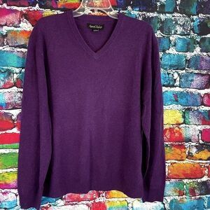 Kenneth Roberts Platinum Pullover V-neck 100% Cashmere Sweater Large